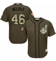 Youth Majestic Cleveland Indians 46 Matt Belisle Authentic Green Salute to Service MLB Jersey 