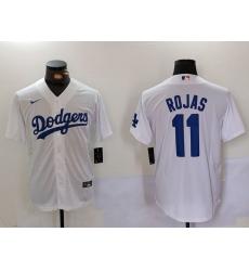 Men Los Angeles Dodgers 11 Miguel Rojas White Cool Base Stitched Baseball Jersey