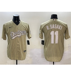 Men Los Angeles Dodgers 11 Roki Sasaki Cream Cool Base Stitched Baseball Jersey