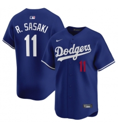 Men Los Angeles Dodgers 11 Roki Sasaki Royal 2025 Alternate Limited Stitched Baseball Jersey