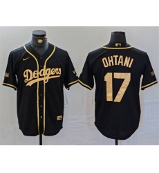 Men Los Angeles Dodgers 17 Shohei Ohtani Black Gold World Series Champions Cool Base Stitched Baseball Jersey