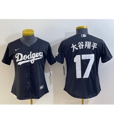 Men Los Angeles Dodgers 17 Shohei Ohtani Black Stitched Jersey