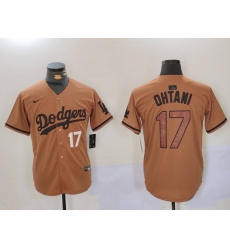 Men Los Angeles Dodgers 17 Shohei Ohtani Brown Cool Base Stitched Baseball Jersey 6