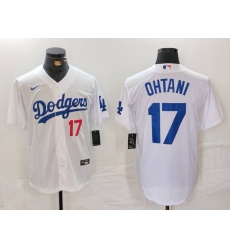 Men Los Angeles Dodgers 17 Shohei Ohtani White Stitched Baseball Jersey 2