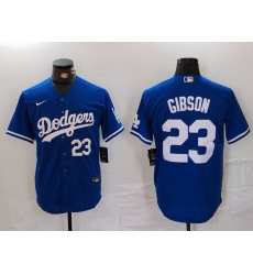 Men Los Angeles Dodgers 23 Kirk Gibson Blue Cool Base Stitched Baseball Jersey 6