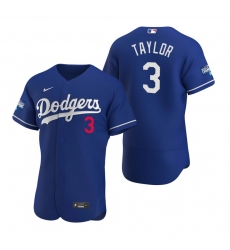 Men Los Angeles Dodgers 3 Chris Taylor Royal 2020 World Series Champions Flex Base Jersey