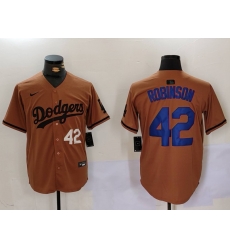 Men Los Angeles Dodgers 42  Jackie Robinson Brown Cool Base Stitched Baseball Jersey 1