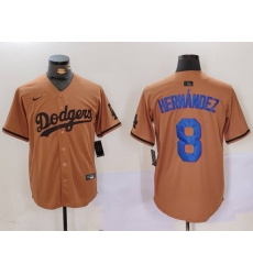 Men Los Angeles Dodgers 8 Kik E9 Hernandez Brown Cool Base Stitched Baseball Jersey 7