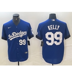 Men Los Angeles Dodgers 99 Joe Kelly Blue City Connect Cool Base Stitched Baseball Jersey 3