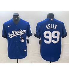 Men Los Angeles Dodgers 99 Joe Kelly Blue City Connect Cool Base Stitched Baseball Jersey