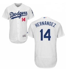 Mens Majestic Los Angeles Dodgers 14 Enrique Hernandez White Home Flex Base Authentic Collection MLB Jersey