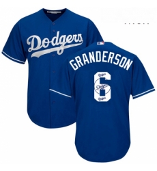 Mens Majestic Los Angeles Dodgers 6 Curtis Granderson Authentic Royal Blue Team Logo Fashion Cool Base MLB Jersey 