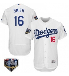 Will Smith Mens Los Angeles Dodgers White Authentic Flex Base Home Collection 2018 World Series Jersey