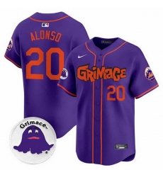 Men New York Mets 20 Pete Alonso Purple Grimace V2 Vapor Limited Stitched Baseball Jersey