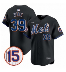 Men New York Mets 39 Edwin Diaz Black Jerry Grote Patch Vapor Premier Limited Stitched Baseball Jersey