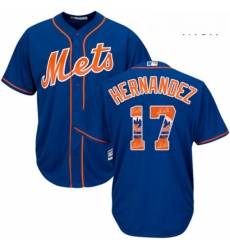 Mens Majestic New York Mets 17 Keith Hernandez Authentic Royal Blue Team Logo Fashion Cool Base MLB Jersey