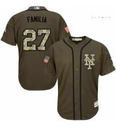 Mens Majestic New York Mets 27 Jeurys Familia Authentic Green Salute to Service MLB Jersey