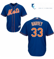 Mens Majestic New York Mets 33 Matt Harvey Replica Royal Blue Alternate Home Cool Base MLB Jersey