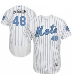 Mens Majestic New York Mets 48 Jacob deGrom Authentic White 2016 Fathers Day Fashion Flex Base MLB Jersey