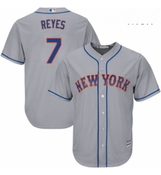 Mens Majestic New York Mets 7 Jose Reyes Replica Grey Road Cool Base MLB Jersey