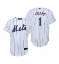 Mens Nike New York Mets 1 Amed Rosario White Home Stitched Baseball Jersey