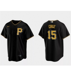 Men Pittsburgh Pirates 15 Oneil Cruz Black Cool Base Stitched Baseball Jersey