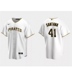 Men Pittsburgh Pirates 41 Carlos Santana White Cool Base Stitched Baseball Jersey