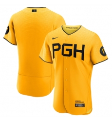 Men Pittsburgh Pirates Blank Gold 2023 City Connect Flex Base Stitched Jersey