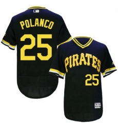 Mens Majestic Pittsburgh Pirates 25 Gregory Polanco Black FlexBase Authentic Collection MLB Jersey