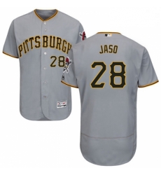 Mens Majestic Pittsburgh Pirates 28 John Jaso Grey Road Flex Base Authentic Collection MLB Jersey