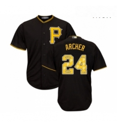 Mens Pittsburgh Pirates 24 Chris Archer Authentic Black Team Logo Fashion Cool Base Baseball Jersey 