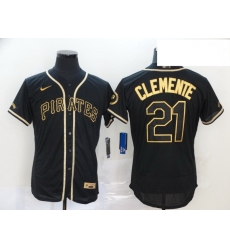 Pirates 21 Roberto Clemente Black Gold 2020 Nike Flexbase Jersey