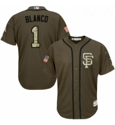 Youth Majestic San Francisco Giants 1 Gregor Blanco Replica Green Salute to Service MLB Jersey 