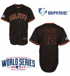 Youth Majestic San Francisco Giants 12 Joe Panik Replica Black Cool Base w2014 World Series Patch MLB Jersey