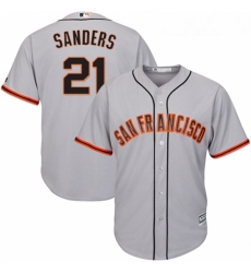 Youth Majestic San Francisco Giants 21 Deion Sanders Replica Grey Road Cool Base MLB Jersey