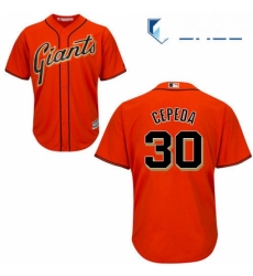 Youth Majestic San Francisco Giants 30 Orlando Cepeda Authentic Orange Alternate Cool Base MLB Jersey