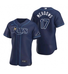 Men Tampa Bay Rays 17 Austin Meadows Navy Flex Base Stitched Jersey