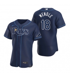 Men Tampa Bay Rays 18 Joey Wendle Men Nike Navy Alternate 2020 Flex Base Team MLB Jersey