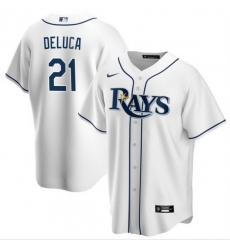 Men Tampa Bay Rays 21 Jonny DeLuca White Cool Base Stitched Baseball Jersey