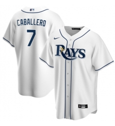 Men Tampa Bay Rays 7 Jose Caballero White Cool Base Stitched Baseball Jersey