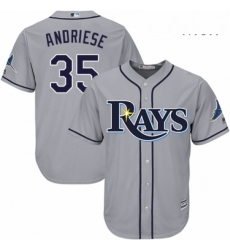 Mens Majestic Tampa Bay Rays 35 Matt Andriese Replica Grey Road Cool Base MLB Jersey 