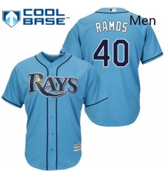 Mens Majestic Tampa Bay Rays 40 Wilson Ramos Replica Light Blue Alternate 2 Cool Base MLB Jersey