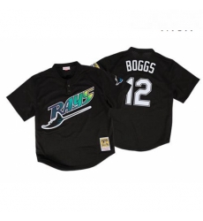 Mens Mitchell and Ness 1998 Tampa Bay Rays 12 Wade Boggs Replica Black Throwback MLB Jersey