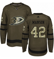 Mens Adidas Anaheim Ducks 42 Josh Manson Authentic Green Salute to Service NHL Jersey 