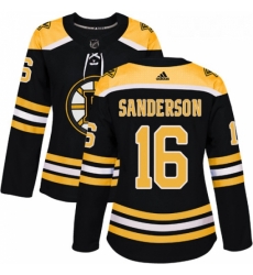 Womens Adidas Boston Bruins 16 Derek Sanderson Authentic Black Home NHL Jersey 