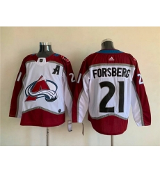 Men Colorado Avalanche 21 Peter Forsberg White Stitched Jersey