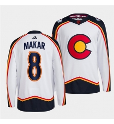 Men Colorado Avalanche 8 Cale Makar 2022 23 White Reverse Retro Stitched Jersey