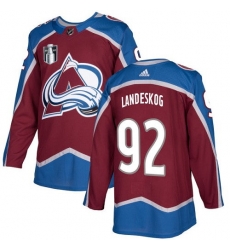 Men Colorado Avalanche 92 Gabriel Landeskog 2022 Burgundy Stanley Cup Final Patch Stitched Jersey