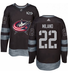 Mens Adidas Columbus Blue Jackets 22 Sonny Milano Authentic Black 1917 2017 100th Anniversary NHL Jersey 