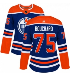 Womens Adidas Edmonton Oilers 75 Evan Bouchard Authentic Royal Blue Alternate NHL Jersey 